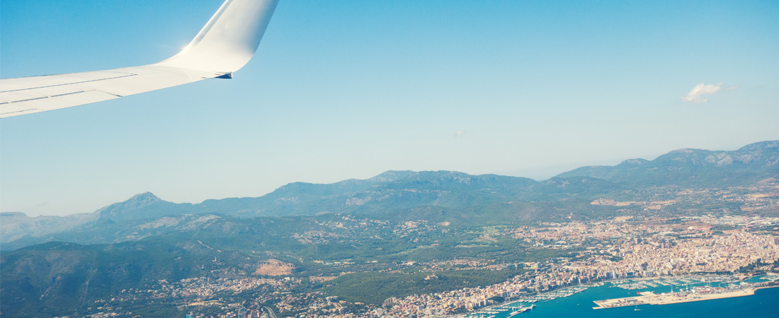 Vista aérea de Mallorca desde un avión comercial